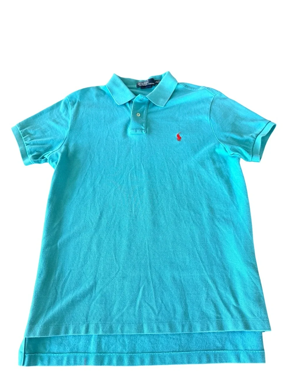 Men’s Vintage Ralph Lauren Turquoise Polo with Red Pony Embroidery Size Large